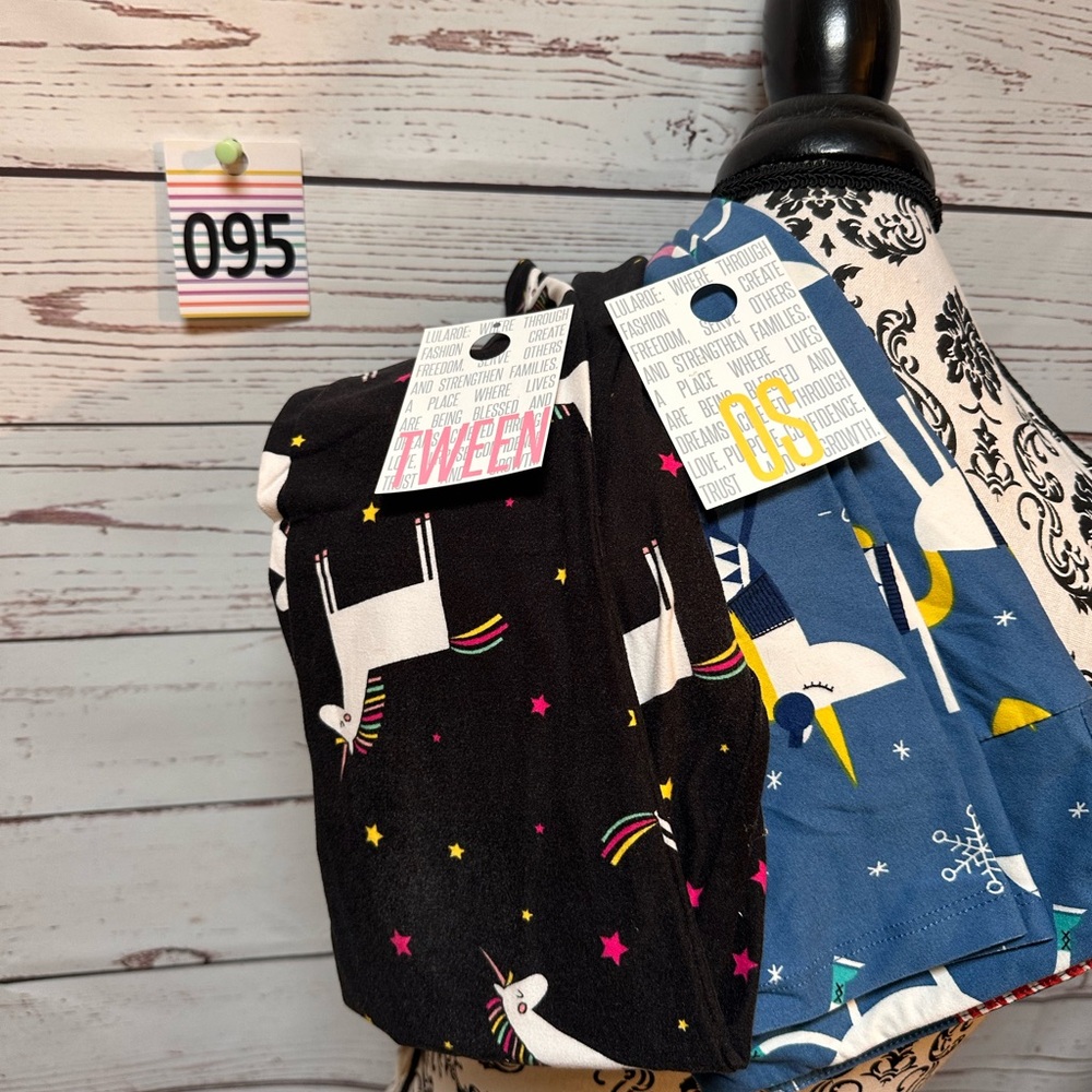 LuLaRoe Kids Leggings - Black and Blue Unicorn Patterns